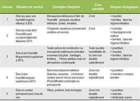 Traitement du bois et classes d'emploi 